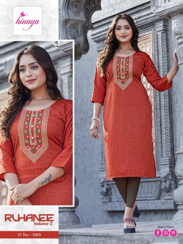 Hinaya Ruhanee Vol 2 New Fancy Designer Kurti Collection